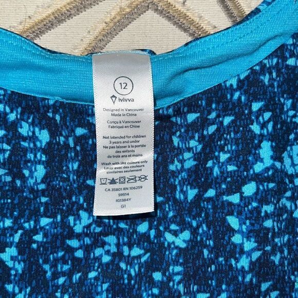Ivivva by Lululemon Girls Sleeveless Tank Top Blue Built-in Bra sz 12 Athletic - Picture 5 of 6